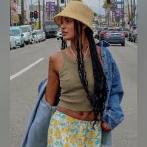 Spell Barefoot Rib Singlet in Khaki